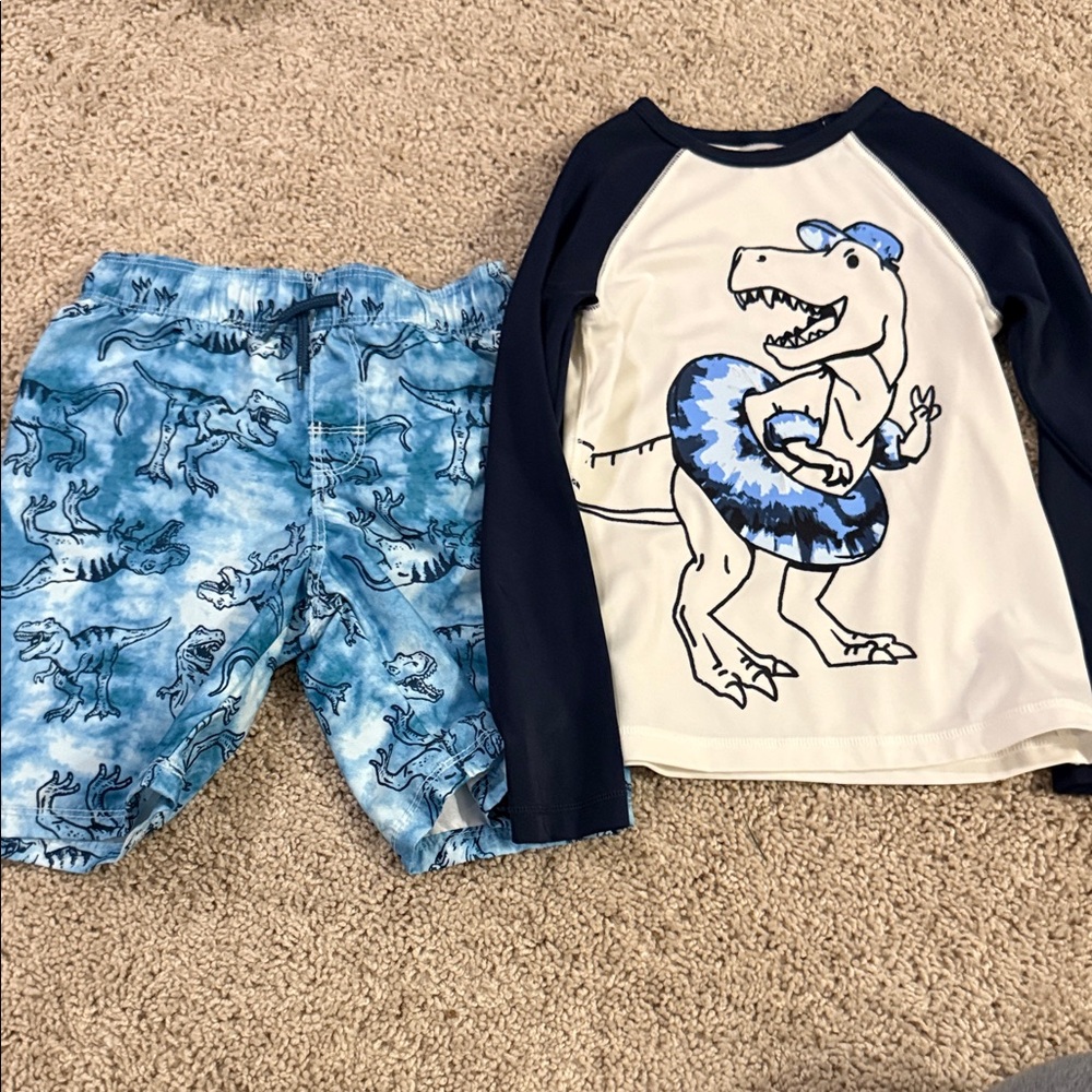 Old Navy Kids Blue Dinosaur Swim Set